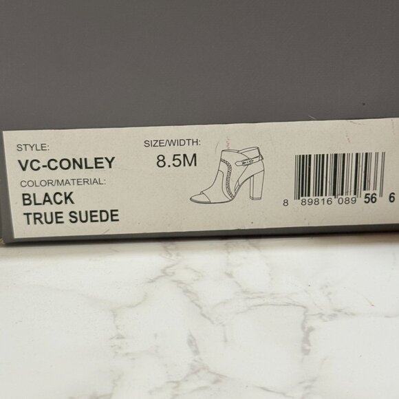 Vince Camuto Women’s | Conley Buckle Open Toe Booties | Size 8.5M | Black Suede - Picture 4 of 4